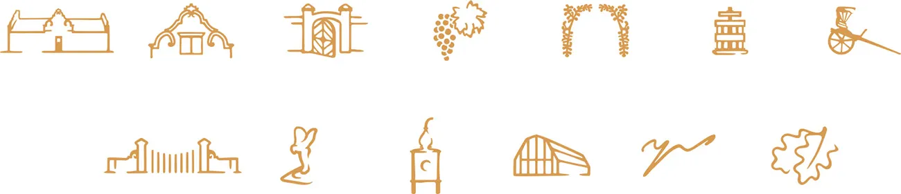 Blaauwklippen simplified icon set for wine label