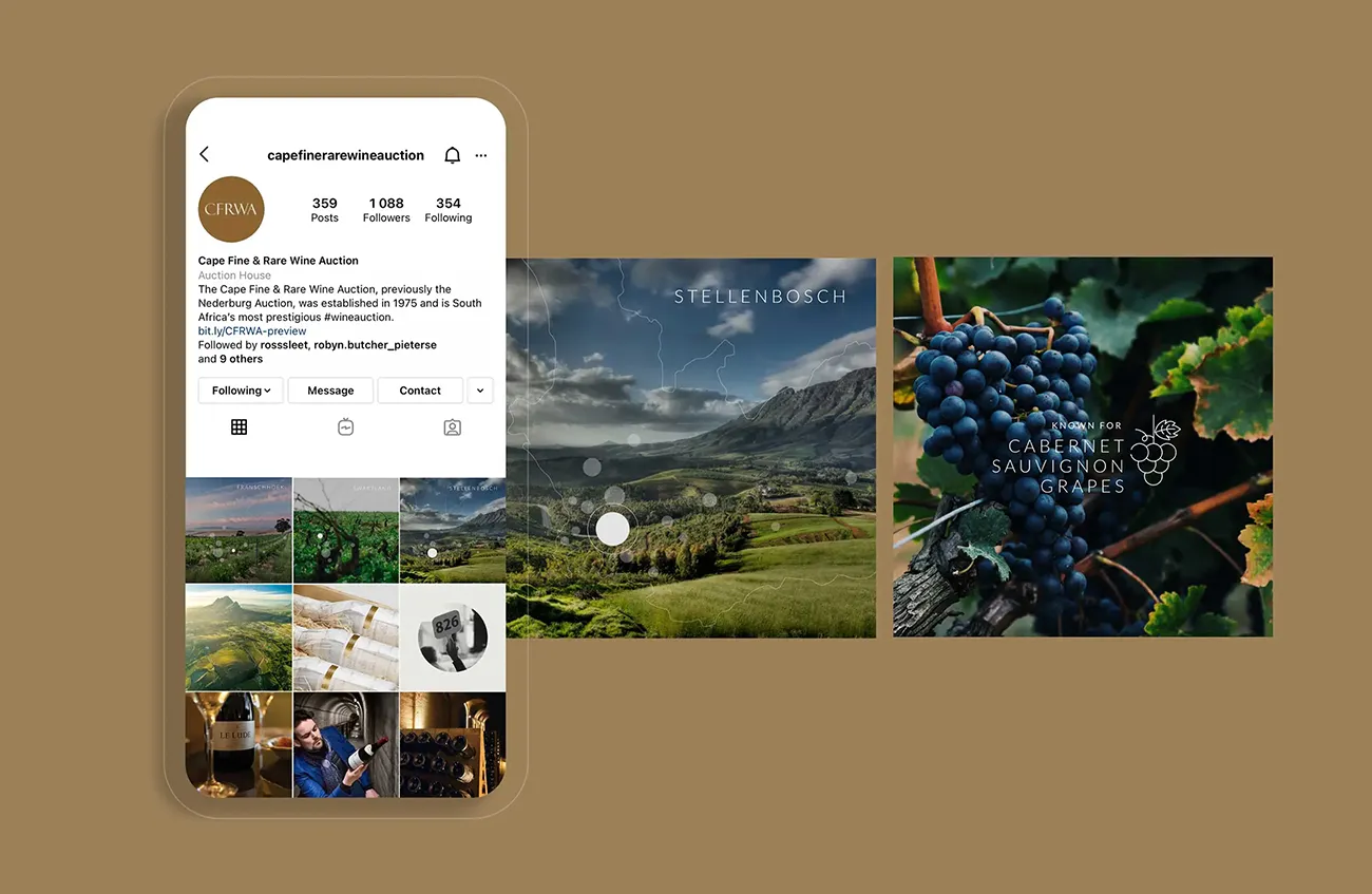Cape Fine & Rare Wine Auction 2021 social media design assets