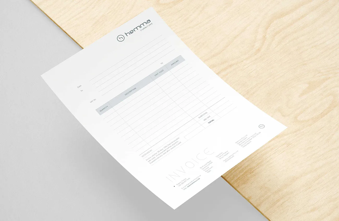 hemma furniture Invoice