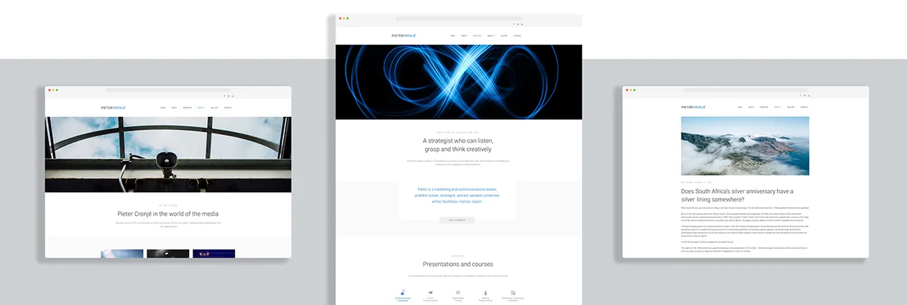 Pieter Cronjé 3 page website view