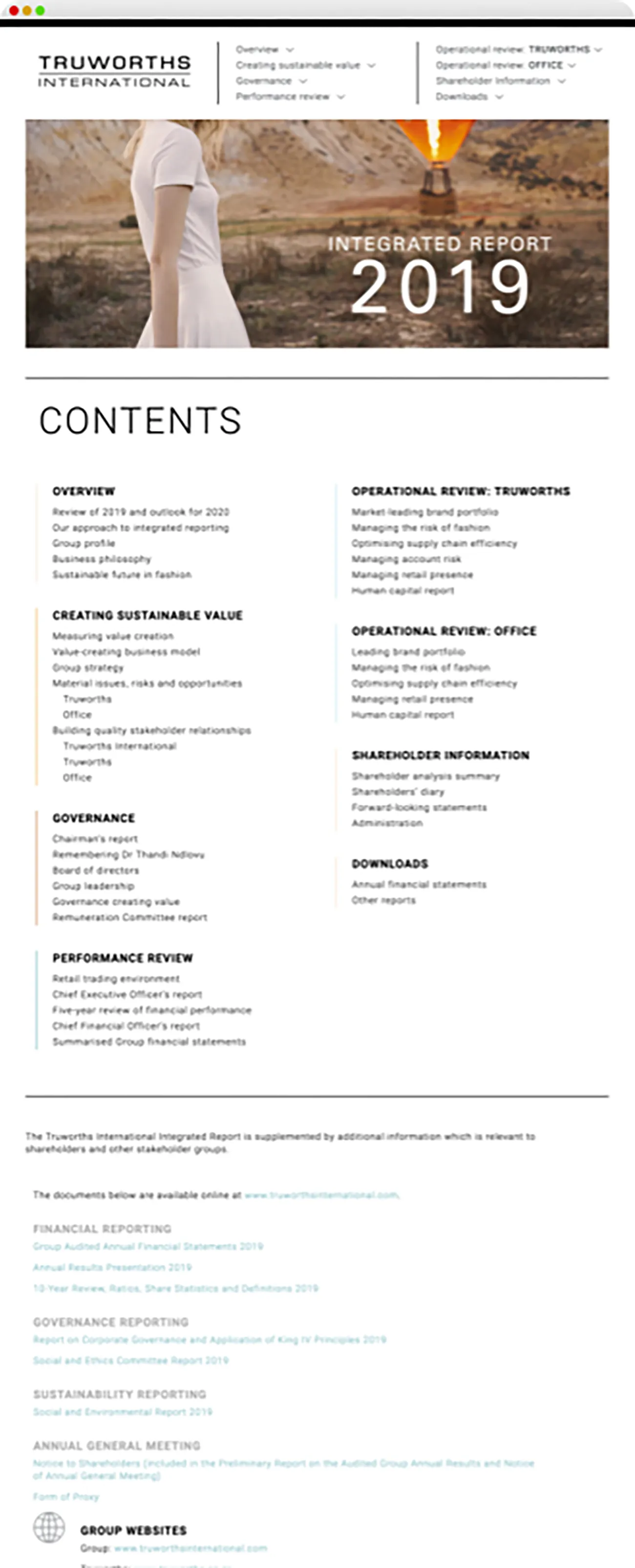 Truworths report navigation index