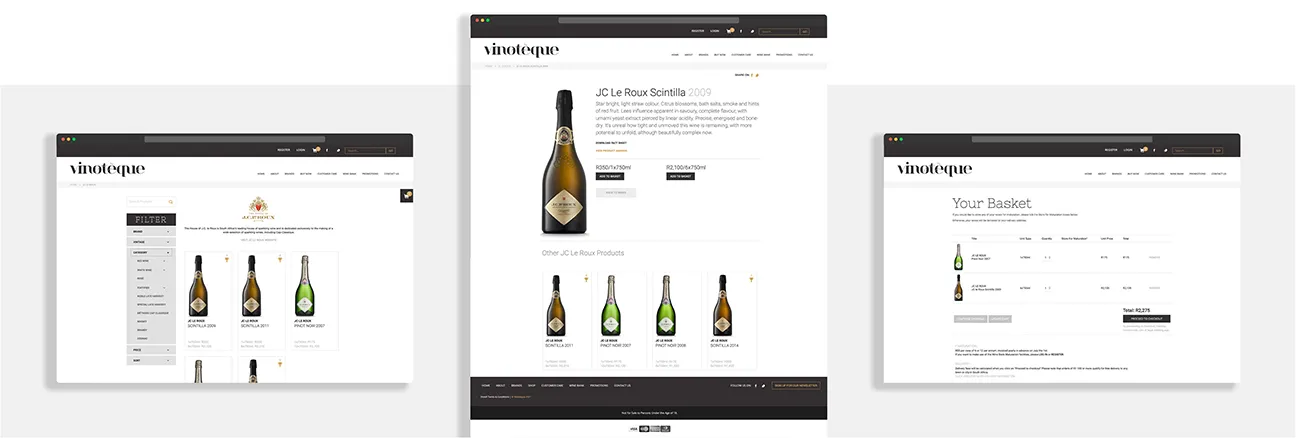 Vinoteque eCommerce pages