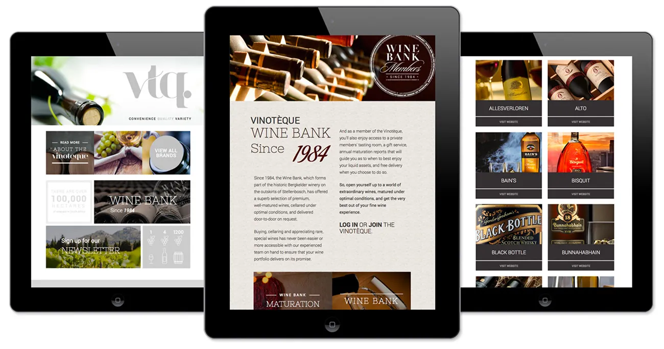 Vinoteque tablet page view