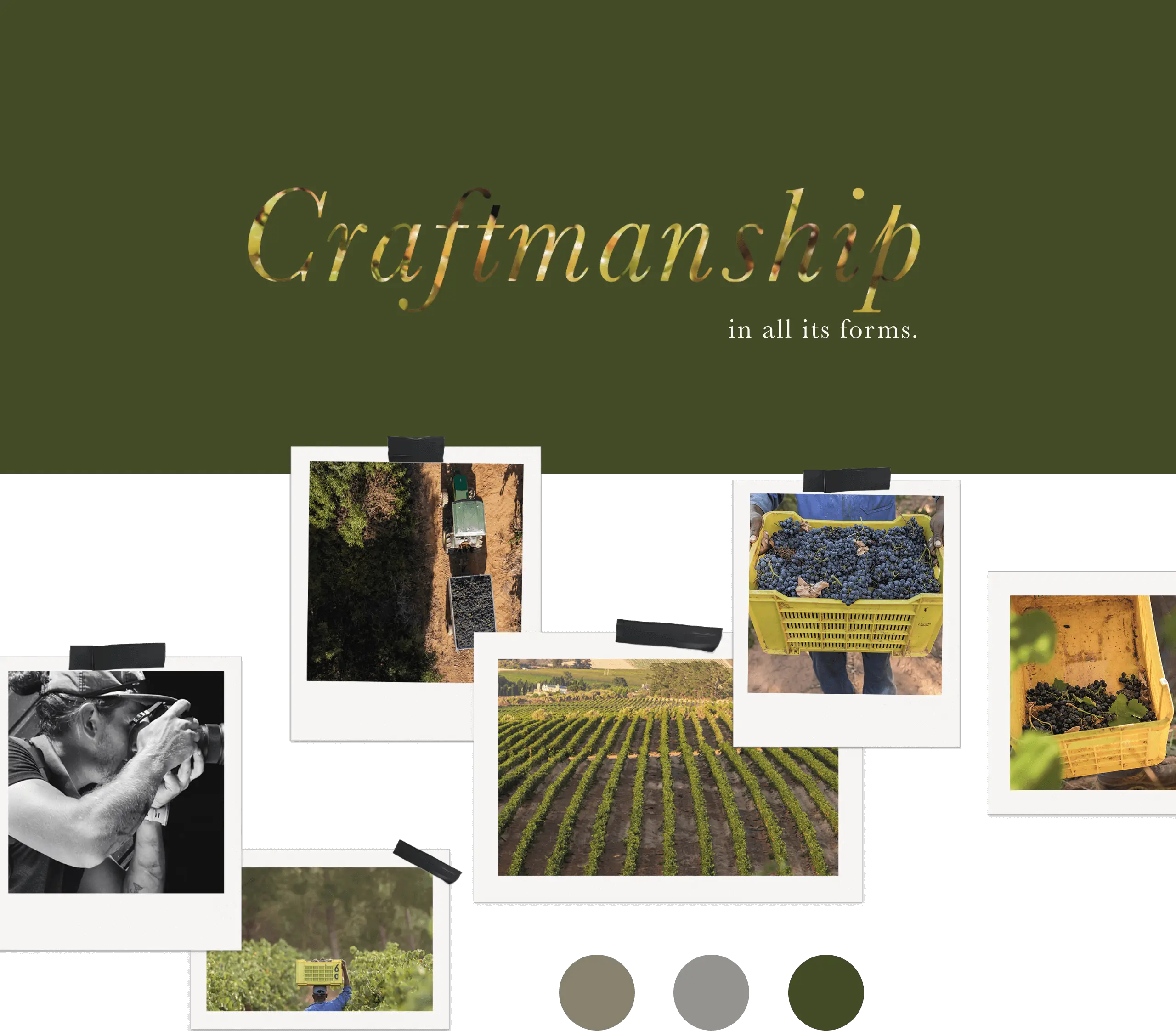 Olive green banner with text reading Craftsmanhip in all its forms