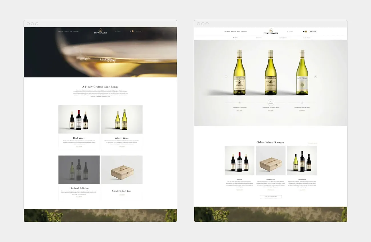 Zonnebloem website wine product purchase page